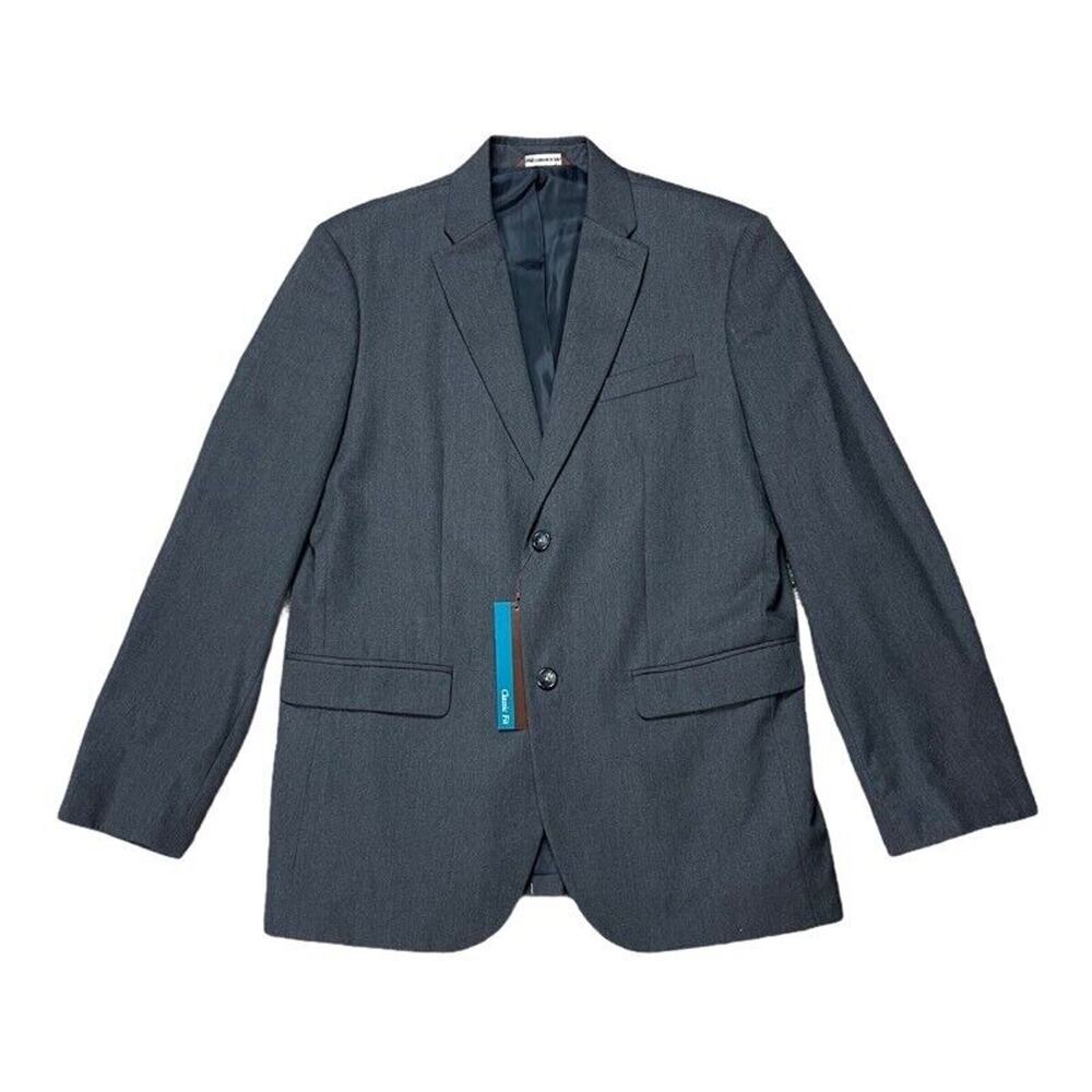 Perry Ellis Mens Two Button Suit Jacket Charcoal Lined Classic Fit Notch 42R New